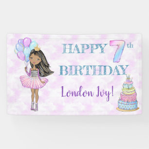 Lona Cumpleaños 7 Princesa Afroamericana