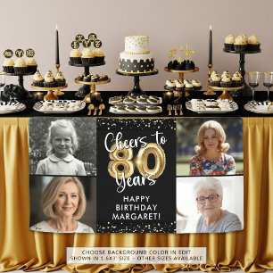 Lona Cumpleaños 80 4 Fotos Saludos a Confetti de 80 año