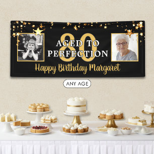 Lona Cumpleaños 80 años ENVEGECIDO A LA PERFECCIÓN Estr