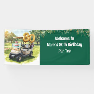 Lona Cumpleaños 80 de Golf con Tarta en el Campo para G