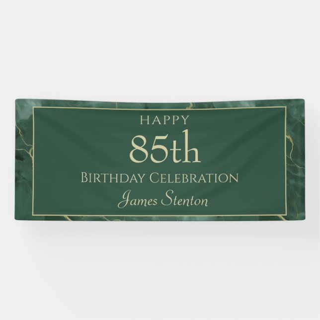 Lona Cumpleaños 85 de Green Marble (Horizontal)