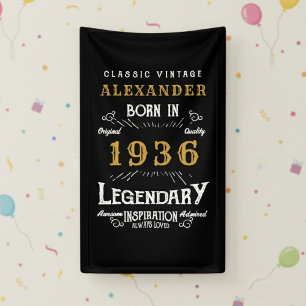 Lona Cumpleaños 90 Personalizado 1936 Leyenda Vintage