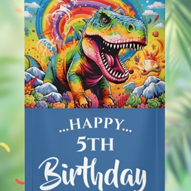 Lona Cumpleaños Asombroso del Dinosaurio Arcoíris (Celebrate your little one's special day with our Amazing Rainbow Dinosaur Birthday Banner!)