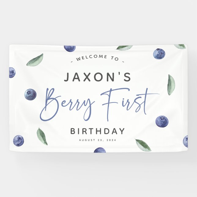 Lona Cumpleaños 'Berry First' de Arándanos 1er año (Horizontal)