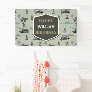 Lona Cumpleaños Camuflaje Verde Militar del Ejército