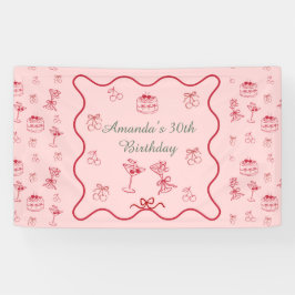 Lona Cumpleaños Cereza en la Cima