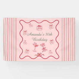 Lona Cumpleaños Cereza en la Cima