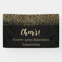 Lona Cumpleaños con brillo y estampado de leopardo en o