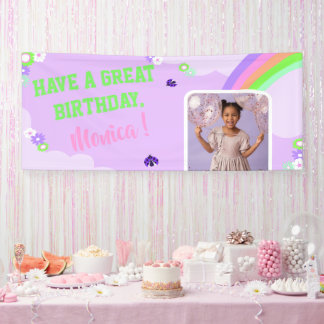 Lona Cumpleaños con nombre y foto personalizados en vio