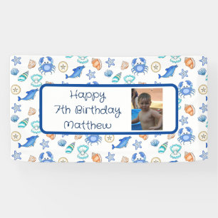 Lona Cumpleaños con temática de playa personalizada