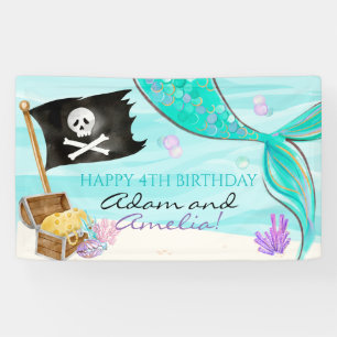 Lona Cumpleaños conjunto de Cola de Pirata y Sirena