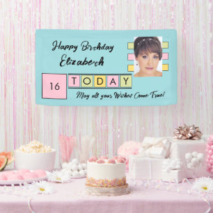 Lona Cumpleaños cualquier edad añada el nombre de la fo