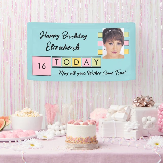 Lona Cumpleaños cualquier edad añada el nombre de la fo (Fiesta)