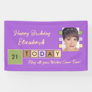 Lona Cumpleaños cualquier edad añada el nombre de la fo