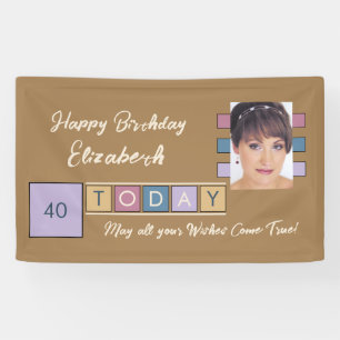 Lona Cumpleaños cualquier edad añada un cartel con el n