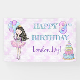 Lona Cumpleaños de 8 años Princesa Lavanda Turquesa