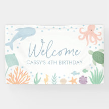 Cumpleaños de animales del océano bajo el mar