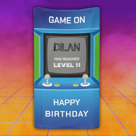 Lona cumpleaños de arcade, invitación de cumpleaños de