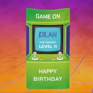Lona cumpleaños de arcade, invitación de cumpleaños de