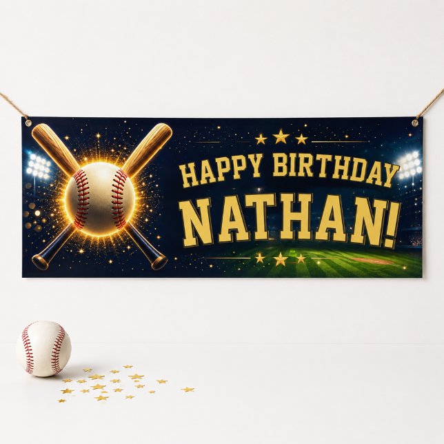 Lona Cumpleaños de béisbol Fiesta Feliz Cumpleaños (Subido por el creador)