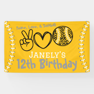 Lona Cumpleaños de béisbol suave paz amor