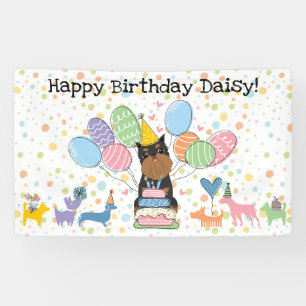 Lona Cumpleaños de Black Tan Brussels Griffon con Oreja