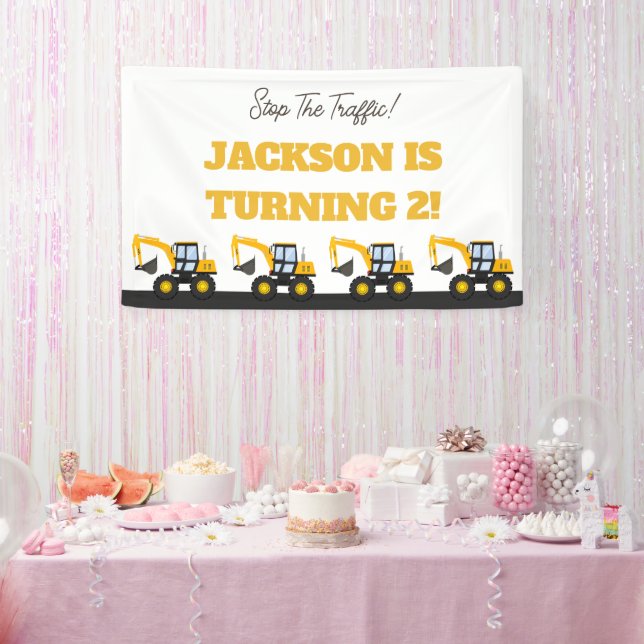 Lona Cumpleaños de Camión de Construcción | Decoración  (Fiesta)