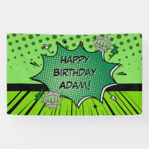 Lona Cumpleaños de cómic verde