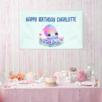 Cumpleaños de criatura marina pulpo lindo