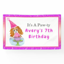 Cumpleaños de Cupcake Cavalier King Charles acuare