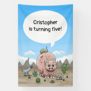 Lona Cumpleaños de dinosaurio de fantasía