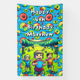 Lona Cumpleaños de Disk Golf Boy personalizado