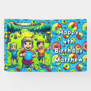 Lona Cumpleaños de Disk Golf Boy personalizado