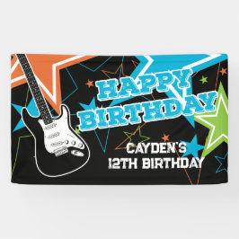 Lona Cumpleaños de estrella de rock guitarra estrellas