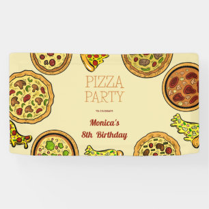 Lona cumpleaños de fiesta de pizza personalizado