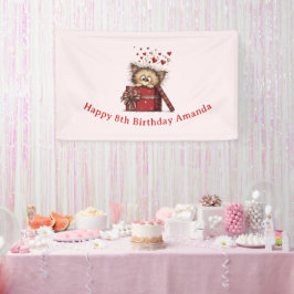 Lona Cumpleaños de gatito de dibujos animados lindo en