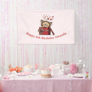 Lona Cumpleaños de gatito de dibujos animados lindo en 