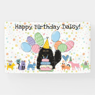 Lona Cumpleaños de gato persa negro de pelo largo