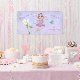 Lona Cumpleaños de Girly Whimsical Purple Dragonfly