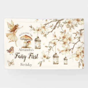 Lona Cumpleaños de hadas bosque floral
