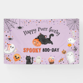 Lona Cumpleaños de Halloween gatito espeluznante perfec