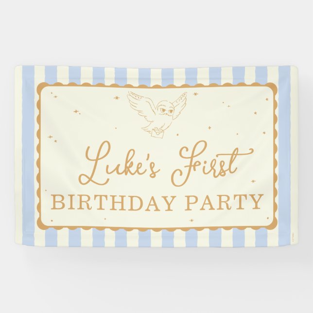 Lona Cumpleaños de Harry Potter Hedwig Franja Azul (Horizontal)