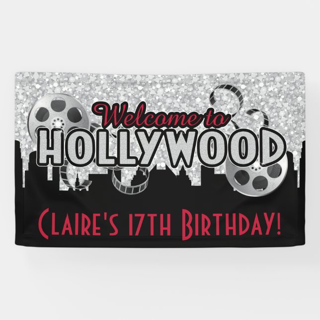 Lona Cumpleaños de Hollywood (Horizontal)