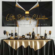 Cumpleaños de hombre con esmoquin negro y dorado