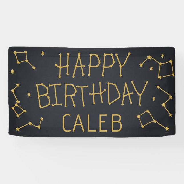 Lona Cumpleaños de la Constelación del Espacio Ultrater (Horizontal)