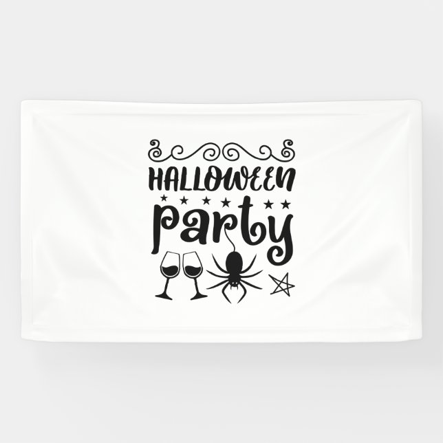 Lona Cumpleaños de la Fiesta de Halloween (Horizontal)