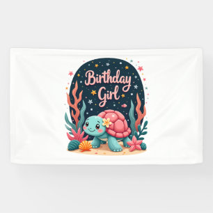 Lona Cumpleaños de la niña tortuga marina Tema Cumpleañ