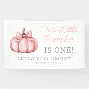 Lona Cumpleaños de la pequeña niña de la calabaza rosa