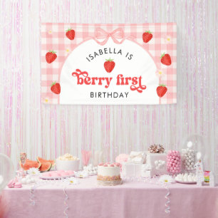 Lona Cumpleaños de la primera fresa de Berry 1 año