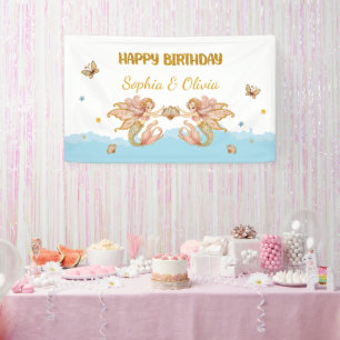 Lona Cumpleaños de la sirena de los Chicas gemelos